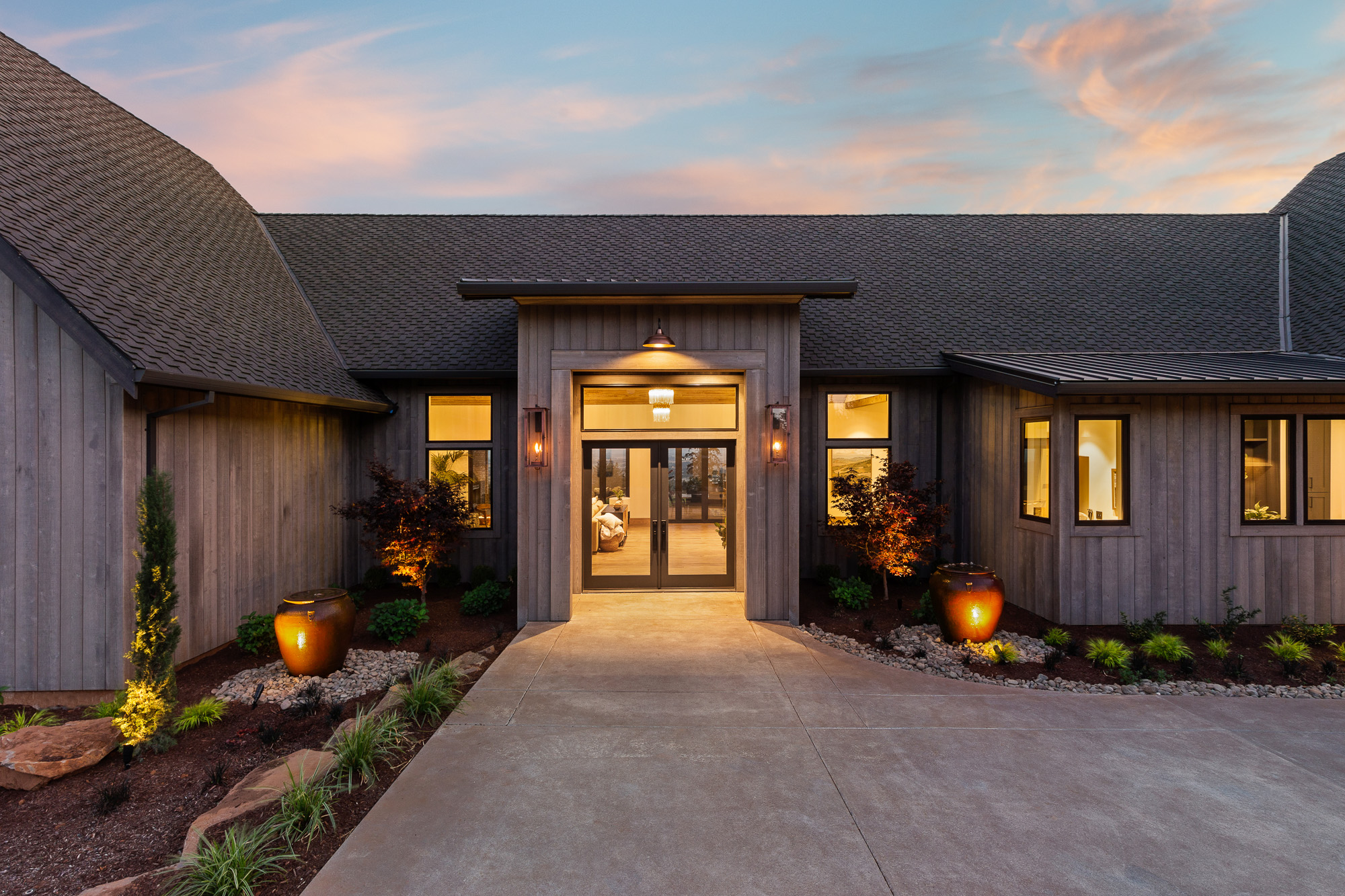 Oregon home at dusk